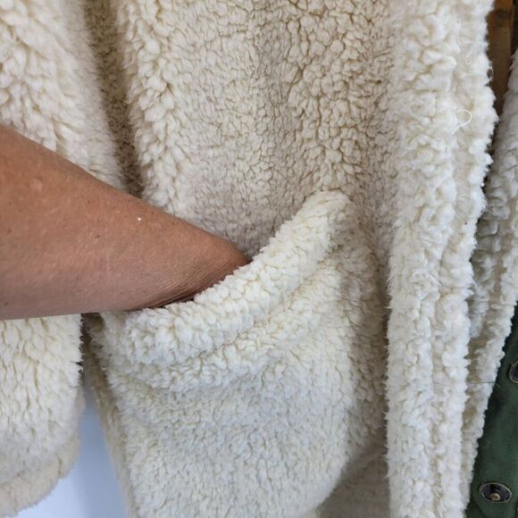 Free People Tessa Teddy Coat M Cream Faux Fur Longline Duster Glam OB1064886 - Picture 8 of 14